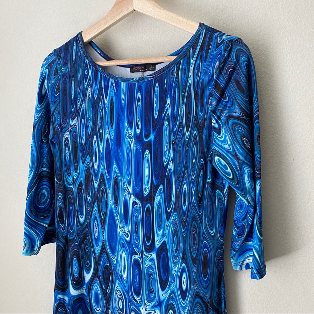 Blue Patterned Women's Dress - Picture 3 of 8